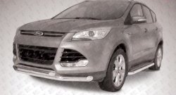 Двойная защита переднего бампера из двух труб диаметром 76 и 57 мм Slitkoff Ford Kuga  2 (2013-2016) дорестайлинг