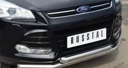 16 949 р. Защита переднего бампера (2 трубыØ76 мм, нержавейка) SLITKOFF  Ford Kuga  2 (2013-2016) дорестайлинг  с доставкой в г. Майкоп. Увеличить фотографию 2