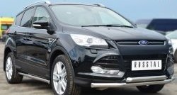 16 949 р. Защита переднего бампера (2 трубыØ76 мм, нержавейка) SLITKOFF  Ford Kuga  2 (2013-2016) дорестайлинг  с доставкой в г. Майкоп. Увеличить фотографию 4