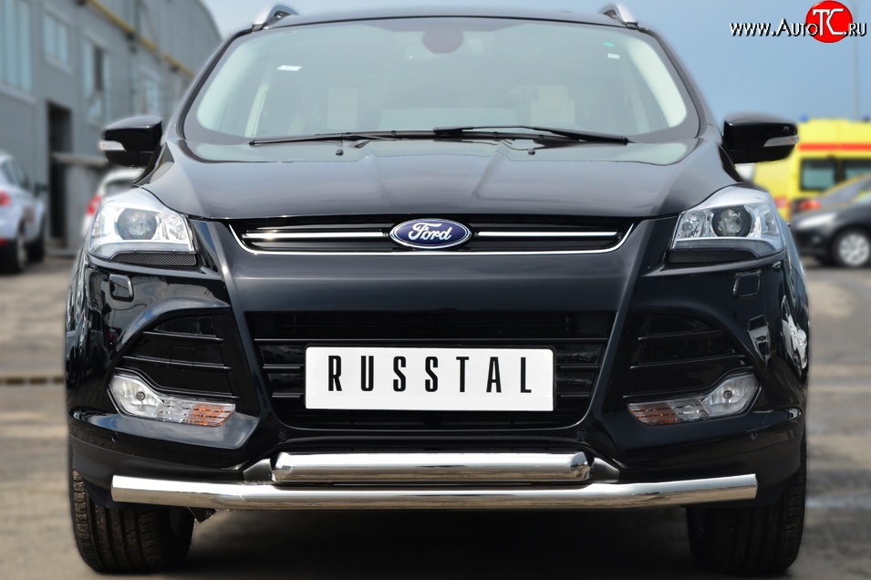 16 949 р. Защита переднего бампера (2 трубыØ76 мм, нержавейка) SLITKOFF  Ford Kuga  2 (2013-2016) дорестайлинг  с доставкой в г. Майкоп