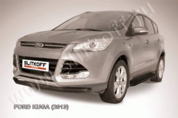 Защита переднего бампера Slitkoff (труба d76) Ford Kuga  2 (2013-2016) дорестайлинг