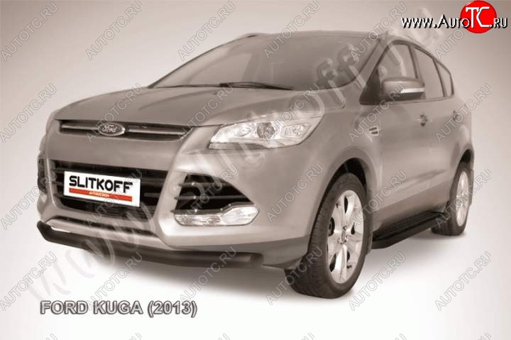 9 449 р. Защита переднего бампера Slitkoff (труба d76)  Ford Kuga  2 (2013-2016) дорестайлинг (Цвет: серебристый)  с доставкой в г. Майкоп