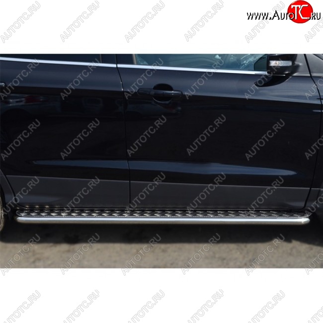 35 549 р. Широкая защита порогов с трубой d42 мм с нержавеющим листом SLITKOFF v3 Ford Kuga 2 дорестайлинг (2013-2016)  с доставкой в г. Майкоп