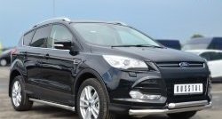 69 999 р. Защита порогов из круглой трубы диаметром 63 мм Russtal Ford Kuga 2 дорестайлинг (2013-2016) (Защита порогов с со скосами на торцах (вариант 1))  с доставкой в г. Майкоп. Увеличить фотографию 2