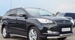 69 999 р. Защита порогов из круглой трубы диаметром 63 мм Russtal Ford Kuga 2 дорестайлинг (2013-2016) (Защита порогов с со скосами на торцах (вариант 1))  с доставкой в г. Майкоп. Увеличить фотографию 12