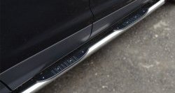 83 999 р. Защита порогов с пластиковыми вставками для ног из круглой трубы диаметром 76 мм Russtal Ford Kuga 2 дорестайлинг (2013-2016) (Защита порогов с со скосами на торцах (вариант 1))  с доставкой в г. Майкоп. Увеличить фотографию 5
