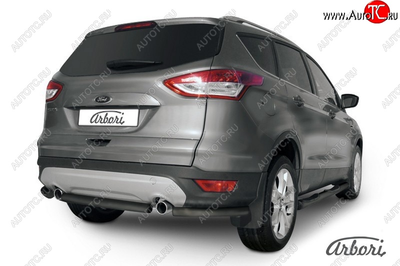 5 399 р. Защита заднего бампера Arbori (черная, 1 труба d57 mm). Ford Kuga 2 дорестайлинг (2013-2016)  с доставкой в г. Майкоп
