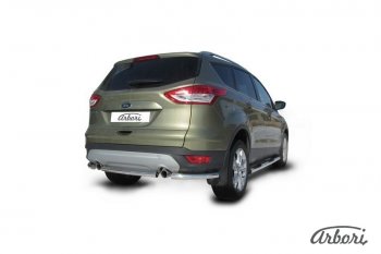 6 389 р. Защита заднего бампера Arbori (уголки, нержавейка, 1 труба d57 mm). Ford Kuga 2 дорестайлинг (2013-2016)  с доставкой в г. Майкоп. Увеличить фотографию 2