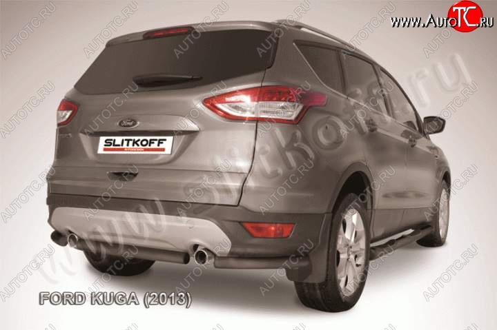 4 549 р. Защита заднего бампера Slitkoff (труба d57) Ford Kuga 2 дорестайлинг (2013-2016) (Цвет: серебристый)  с доставкой в г. Майкоп