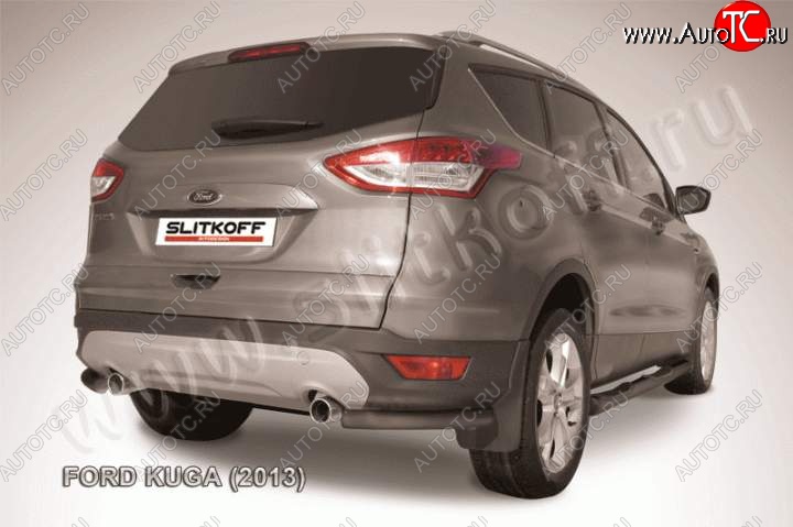 4 549 р. Защита заднего бампера из уголков d57 Slitkoff Ford Kuga 2 дорестайлинг (2013-2016) (Цвет: серебристый)  с доставкой в г. Майкоп