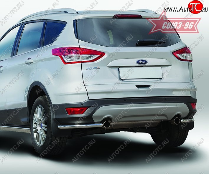 7 604 р. Защита заднего бампера из боковых уголков Souz-96 (d42) Ford Kuga 2 дорестайлинг (2013-2016)  с доставкой в г. Майкоп