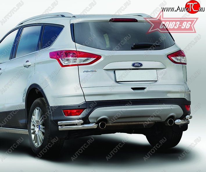 11 204 р. Защита заднего бампера из двойных боковых уголков Souz-96 (d60/42) Ford Kuga 2 дорестайлинг (2013-2016)  с доставкой в г. Майкоп