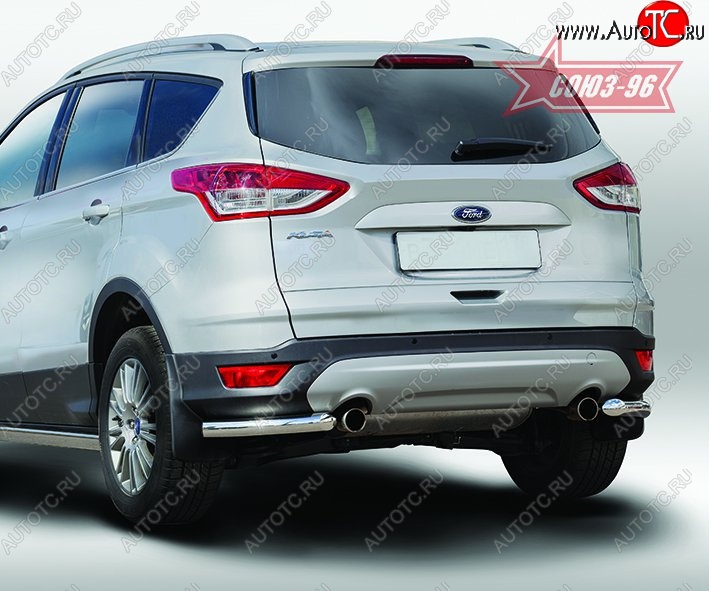 8 189 р. Защита заднего бампера из боковых уголков Souz-96 (d60) Ford Kuga 2 дорестайлинг (2013-2016)  с доставкой в г. Майкоп