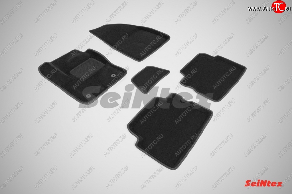 5 249 р. Износостойкие коврики в салон SeiNtex Premium 3D 4 шт. (ворсовые, черные)  Ford Kuga  2 (2013-2016) дорестайлинг  с доставкой в г. Майкоп