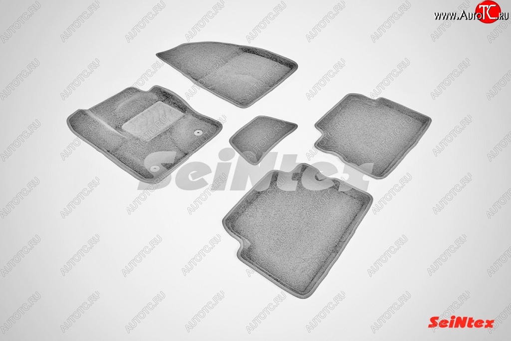 7 049 р. Износостойкие коврики в салон SeiNtex Premium 3D 4 шт. (ворсовые, серые)  Ford Kuga  2 (2013-2016) дорестайлинг  с доставкой в г. Майкоп