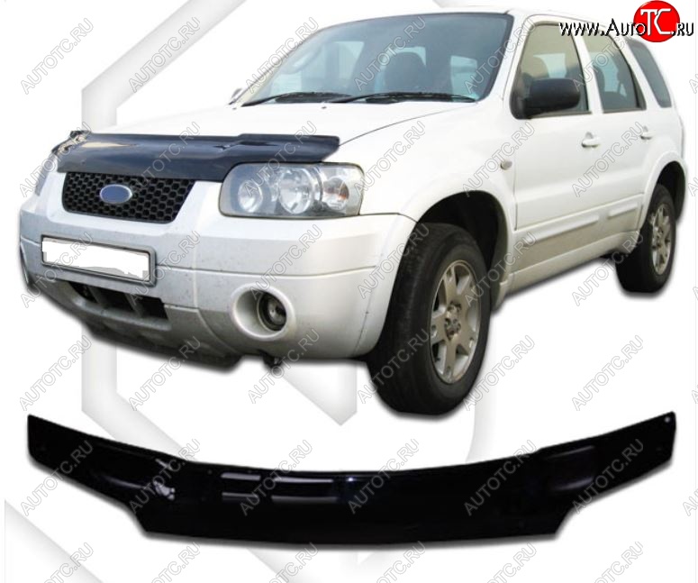 2 199 р. Дефлектор капота CA-Plastiс exclusive Ford Maverick TM1 дорестайлинг, 5 дв. (2000-2004) (Classic черный, Без надписи)  с доставкой в г. Майкоп