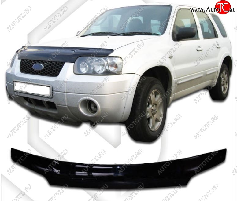 2 079 р. Дефлектор капота CA-Plastic  Ford Maverick  TM1 (2000-2004) дорестайлинг, 5 дв. (Classic черный, Без надписи)  с доставкой в г. Майкоп