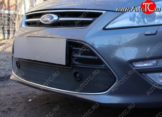 2 149 р. Защитная сетка на бампер (с парктрониками) Russtal (черная) Ford Mondeo Mk4,BD рестайлинг, седан (2010-2014)  с доставкой в г. Майкоп