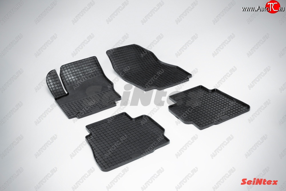 3 299 р. Износостойкие коврики в салон с рисунком Сетка SeiNtex Premium 4 шт. (резина) Ford Mondeo Mk4,BD рестайлинг, седан (2010-2014)  с доставкой в г. Майкоп