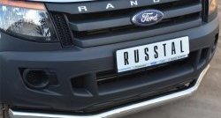 16 499 р. Одинарная защита переднего бампера диаметром 76 мм SLITKOFF Ford Ranger RapCab дорестайлинг (2011-2016)  с доставкой в г. Майкоп. Увеличить фотографию 2