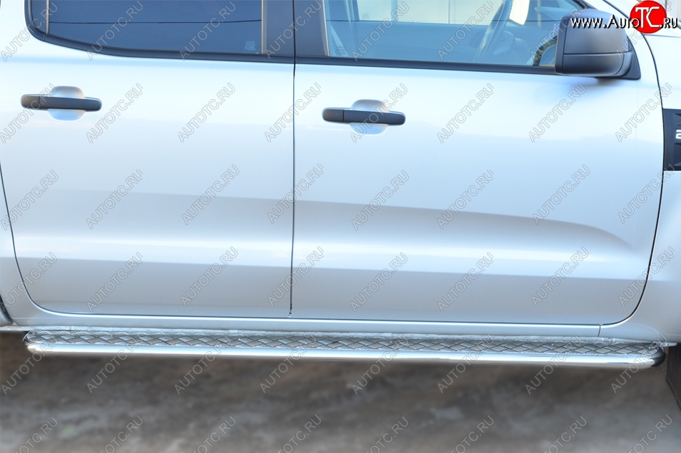 24 649 р. Защита порогов из круглой трубы диаметром 42 мм SLITKOFF  Ford Ranger  DoubleCab (2011-2016) дорестайлинг  с доставкой в г. Майкоп