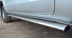 51 899 р. Защита порогов с круглыми вставками для ног из овальной трубы диаметром 120x60 мм SLITKOFF Ford Ranger DoubleCab дорестайлинг (2011-2016)  с доставкой в г. Майкоп. Увеличить фотографию 3