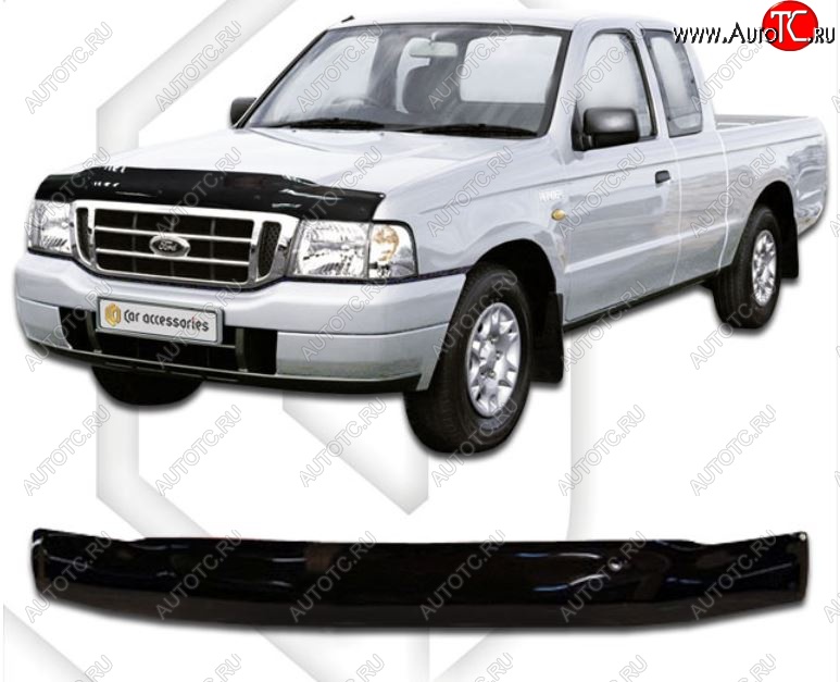 1 999 р. Дефлектор капота CA-Plastic  Ford Ranger (2003-2007) рестайлинг (Classic черный, Без надписи)  с доставкой в г. Майкоп
