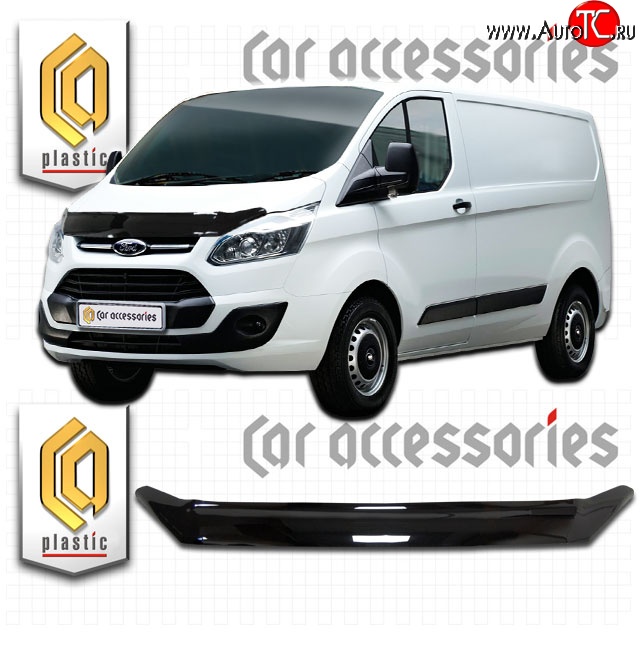1 999 р. Дефлектор капота CA-Plastic Ford Tourneo Custom дорестайлинг (2012-2018) (Classic черный, Без надписи)  с доставкой в г. Майкоп