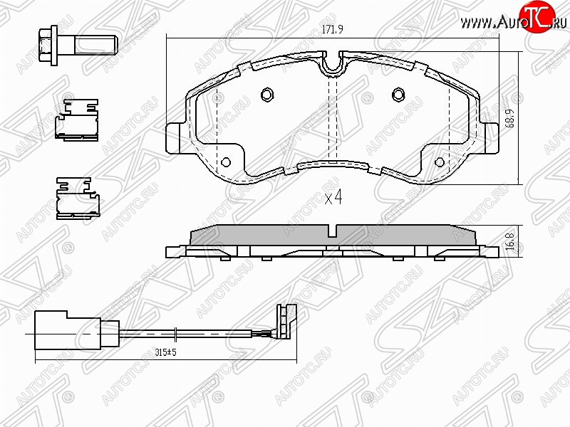 1 579 р. Колодки тормозные (передние) SAT  Ford Tourneo Custom - Transit  с доставкой в г. Майкоп