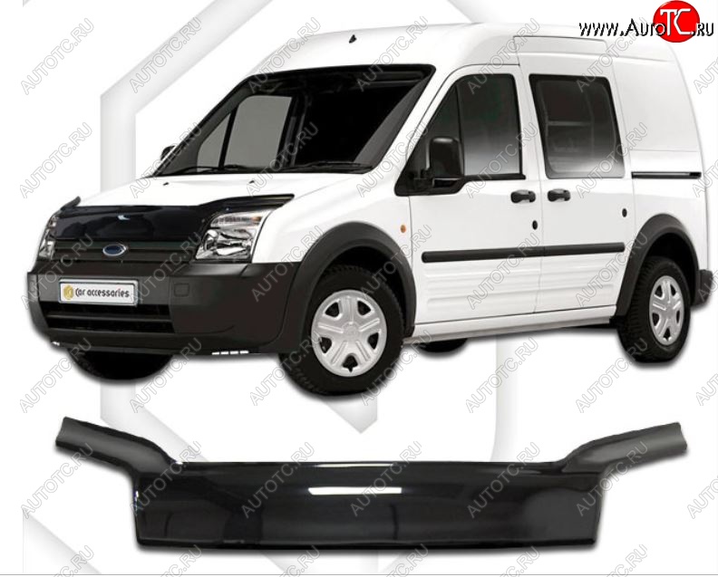 3 699 р. Дефлектор капота CA-Plastiс exclusive Ford Tourneo Connect дорестайлинг (2002-2007) (Classic черный, Без надписи)  с доставкой в г. Майкоп