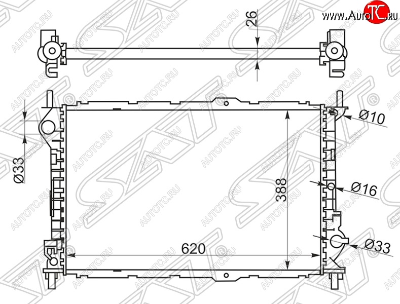 7 949 р. Радиатор двигателя SAT (пластинчатый, МКПП, без кондиционера) Ford Transit цельнометаллический фургон (2006-2014)  с доставкой в г. Майкоп