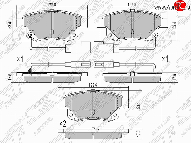 1 159 р. Колодки тормозные задние SAT Ford Transit цельнометаллический фургон (2014-2022)  с доставкой в г. Майкоп