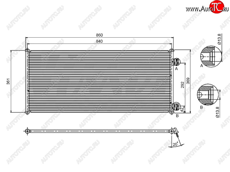 4 699 р. Радиатор кондиционера SAT Ford Transit цельнометаллический фургон дорестайлинг (2000-2006)  с доставкой в г. Майкоп