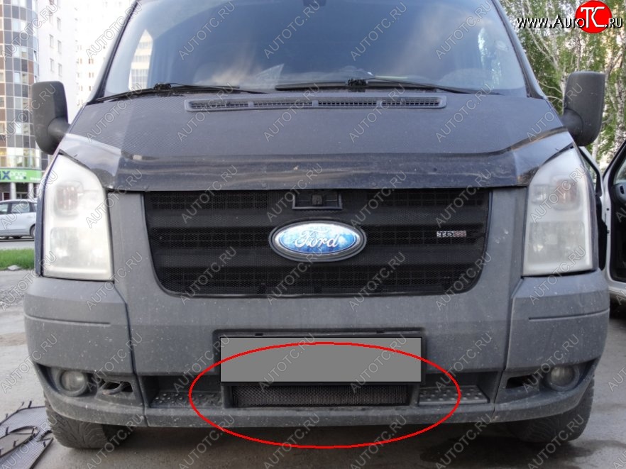1 469 р. Нижняя защитная сетка на бампер (рестайлинг) Russtal (черная) Ford Transit цельнометаллический фургон (2006-2014)  с доставкой в г. Майкоп