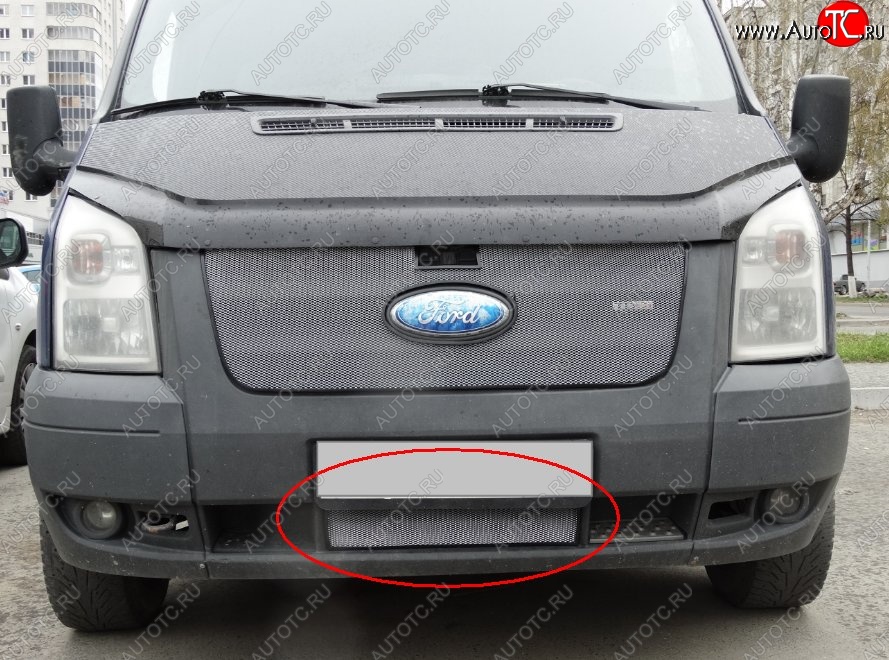 1 539 р. Нижняя защитная сетка на бампер (рестайлинг) Russtal (хром) Ford Transit цельнометаллический фургон (2006-2014)  с доставкой в г. Майкоп
