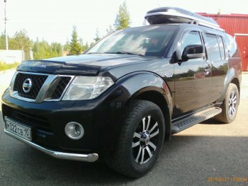 13 499 р. Защита переднего бампера Slitkoff (Ø76)  Nissan Pathfinder  R51 (2009-2014) рестайлинг (Нержавейка, Полированная)  с доставкой в г. Майкоп. Увеличить фотографию 2