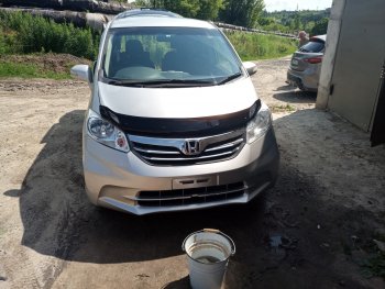 1 899 р. Дефлектор капота (GB3) CA-Plastic  Honda Freed  GB3,GB4 (2008-2011) минивэн дорестайлинг (Classic черный, Без надписи)  с доставкой в г. Майкоп. Увеличить фотографию 2