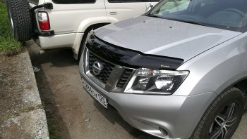 2 199 р. Дефлектор капота CA-Plastiс Nissan Terrano D10 рестайлинг (2016-2022) (Classic черный, Без надписи)  с доставкой в г. Майкоп. Увеличить фотографию 2
