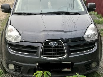 2 299 р. Дефлектор капота CA-Plastiс  Subaru Tribeca (2005-2007) (Шелкография черная)  с доставкой в г. Майкоп. Увеличить фотографию 3