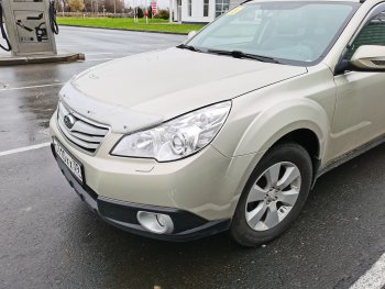 2 199 р. Дефлектор капота CA-Plastiс  Subaru Outback ( BR/B14,  BR,) (2009-2015) дорестайлинг универсал, B14)  рестайлинг универсал (Шелкография серебро)  с доставкой в г. Майкоп. Увеличить фотографию 3