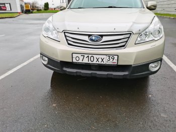 2 199 р. Дефлектор капота CA-Plastiс  Subaru Outback ( BR/B14,  BR,) (2009-2015) дорестайлинг универсал, B14)  рестайлинг универсал (Шелкография серебро)  с доставкой в г. Майкоп. Увеличить фотографию 2
