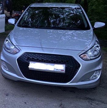 5 799 р. Решётка радиатора YTG Hyundai Solaris RBr седан дорестайлинг (2010-2014) (Неокрашенная)  с доставкой в г. Майкоп. Увеличить фотографию 9