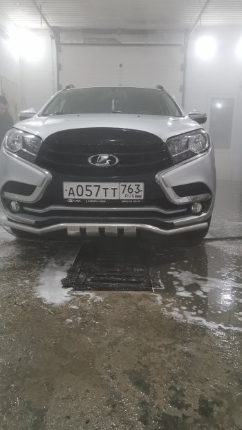 9 299 р. Защита переднего бампера из изогнутой трубы диаметром 42 мм Slitkoff  Лада XRAY (2016-2022) (Цвет: нержавеющая полированная сталь)  с доставкой в г. Майкоп. Увеличить фотографию 6