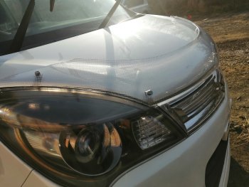 2 479 р. Дефлектор капота CA-Plastiс  Suzuki Solio (2010-2015) дорестайлинг, рестайлинг (Шелкография серебро)  с доставкой в г. Майкоп. Увеличить фотографию 2