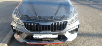 2 199 р. Дефлектор капота CA-Plastiс  KIA Rio  4 FB (2016-2025) дорестайлинг седан, рестайлинг седан (Серия Art черная)  с доставкой в г. Майкоп. Увеличить фотографию 3