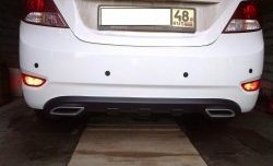 3 999 р. Диффузор заднего бампера Sport var №1  Hyundai Solaris  RBr (2010-2014) седан дорестайлинг (Глянец неокрашенный)  с доставкой в г. Майкоп. Увеличить фотографию 3