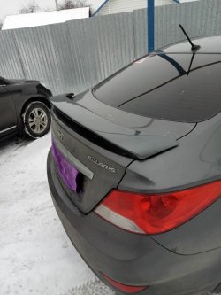 4 389 р. Спойлер M-VRS V2 Hyundai Solaris RBr седан рестайлинг (2014-2017) (Неокрашенный)  с доставкой в г. Майкоп. Увеличить фотографию 4