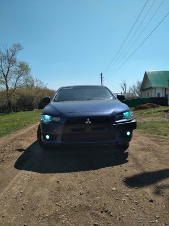 579 р. Реснички на фары Style  Mitsubishi Lancer  10 CY (2007-2017) седан дорестайлинг, хэтчбэк дорестайлинг, седан рестайлинг, хэтчбек 5 дв рестайлинг (Неокрашенные)  с доставкой в г. Майкоп. Увеличить фотографию 3