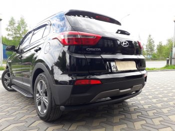 7 199 р. Защита заднего бампера из трубы d57 Slitkoff (радиусная) Hyundai Creta GS дорестайлинг (2015-2019) (Цвет: серебристый)  с доставкой в г. Майкоп. Увеличить фотографию 3