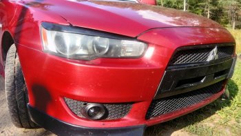 579 р. Реснички на фары Style  Mitsubishi Lancer  10 CY (2007-2017) седан дорестайлинг, хэтчбэк дорестайлинг, седан рестайлинг, хэтчбек 5 дв рестайлинг (Неокрашенные)  с доставкой в г. Майкоп. Увеличить фотографию 5